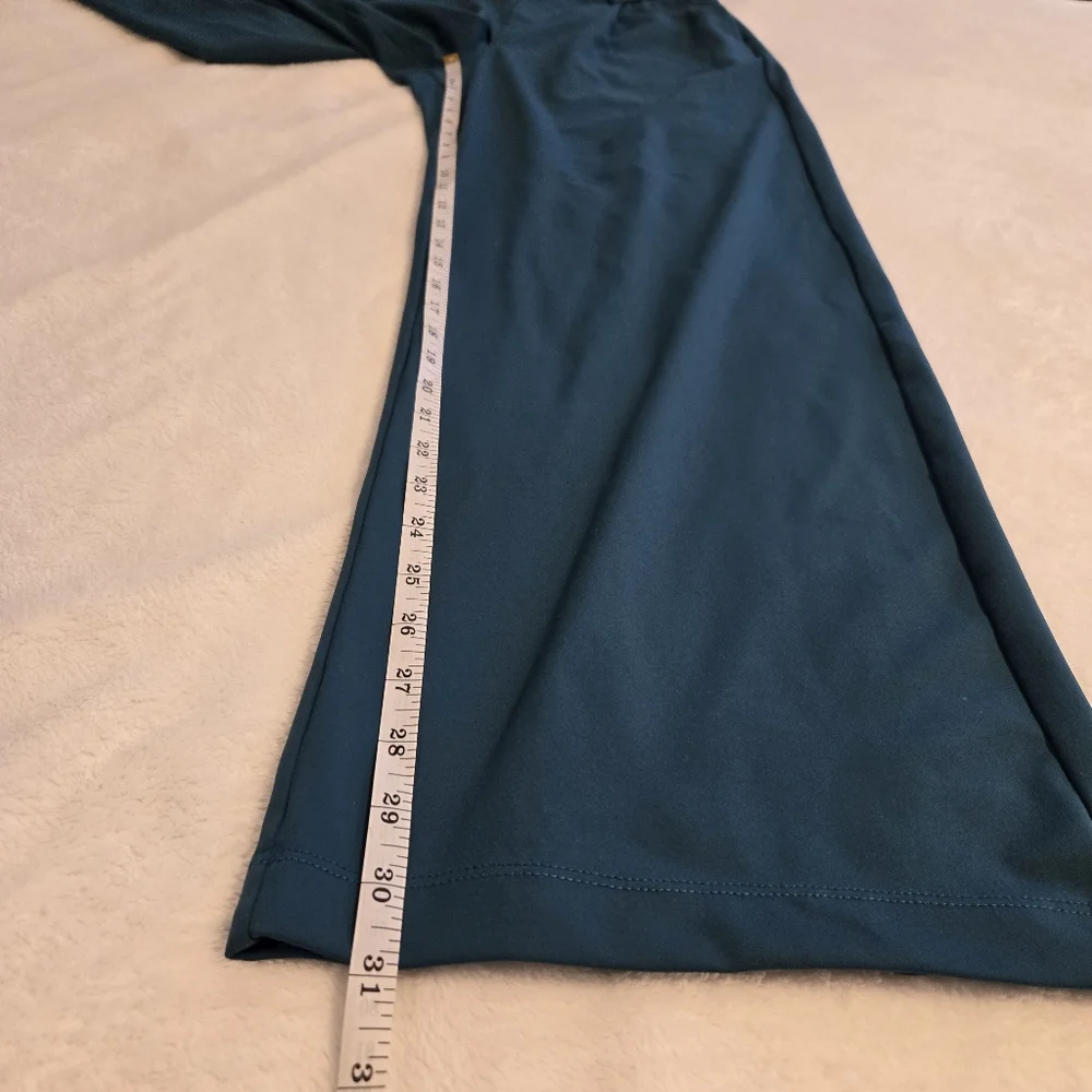 Halara‎ Women's High Rise Wide Straight Leg Pants Teal Size Medium - Picture 9 of 11
